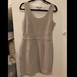 Banana Republic size 10 tan and white striped dress